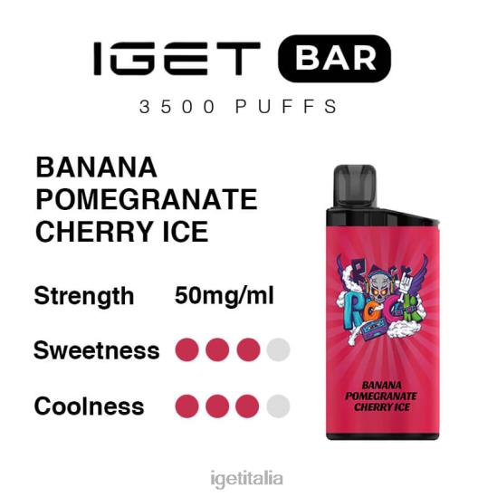 IEGT Vapes Italy barra 3500 boccate 402NX295 gelato alla banana, melograno e ciliegia