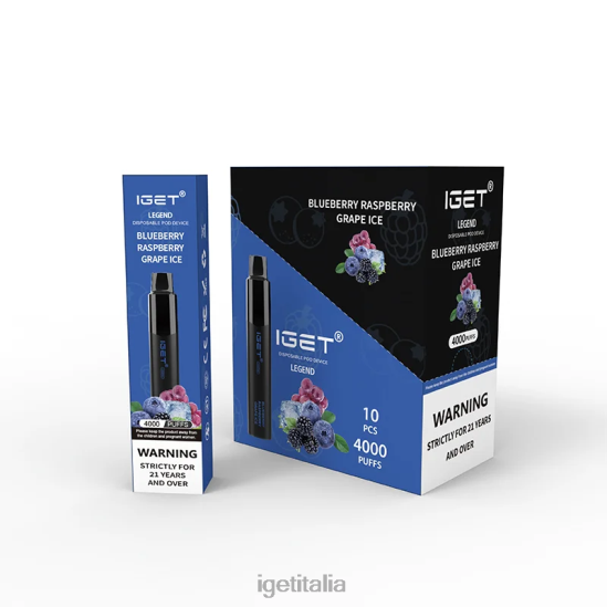 IEGT Vape Italia legend 4000 sbuffi 402NX348 ghiaccio d'uva al mirtillo e lampone